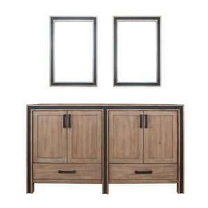 English Elm Rustic Double Bath Vanity Set 60" W X 22" D With Mirrors - Barnwood Finish, Ample Storage & Style B2731S00582-GIGA