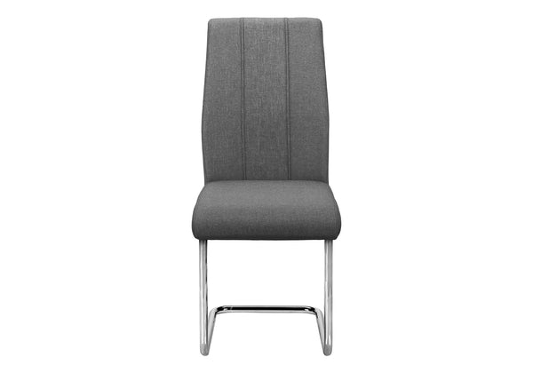 English Elm Dining Chair Set of 2 Upholstered Grey Fabric with U-Shaped Chrome Legs, 39" High, Comfortable Modern Seating B2710P218809