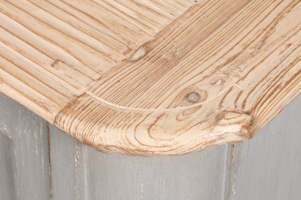 Sarreid Karlsson Antique Swedish Grey Sideboard With Natural Top & 3 Removable Shelves For Stylish Storage Grey  53877