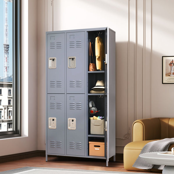 English Elm 6 Door 72"H Metal Lockers with Locking Compartments, Durable Steel Storage Cabinet for Gym Office School Home Garage T2398P151998