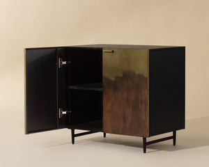 Sunpan Auburn Nightstand With Antique Brass Ombre Finish, Unique Artisan Craftsmanship For Global Style Black Iron 111819