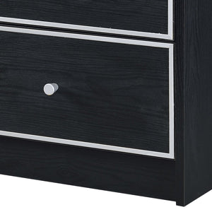 English Elm Jabir Modern Black & Silver Accent Table with Two Drawers, Composite Wood Storage, Sleek Design B2726P243246