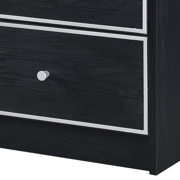 English Elm Jabir Modern Black & Silver Accent Table with Two Drawers, Composite Wood Storage, Sleek Design B2726P243246