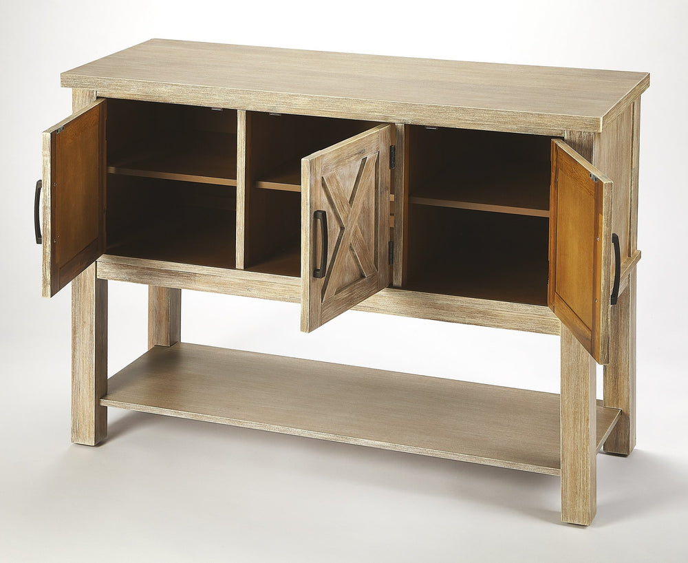 Butler Specialty Chateau Urban Buffet - Acacia Wood Storage With Stylish "X" Design For Elegant Entertaining Spaces Natural Wood Acacia Solids,Birch Veneer,Mdf,Plywood,Hardware,Steel,Antique Finish 5388284-butler