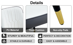 English Elm Table With Glass Top & Gold Accents, 8 Spliced Color Pu Chairs - Modern Dining Set For Any Space W1151S04358-GIGA