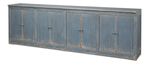 Sarreid Eight Is Enough Sideboard - Stylish Blue/Grey Finish With 4 Removable Shelves In Reclaimed Pine Blue  53886