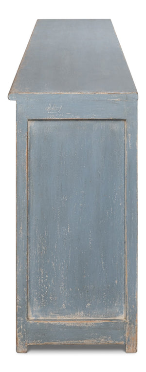 Sarreid Eight Is Enough Sideboard - Stylish Blue/Grey Finish With 4 Removable Shelves In Reclaimed Pine Blue  53886