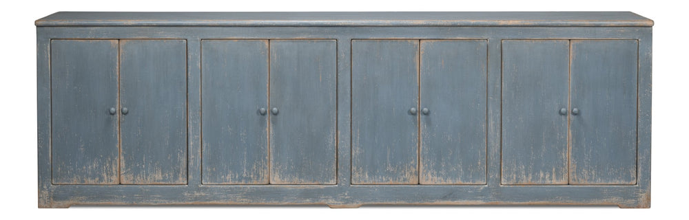 Sarreid Eight Is Enough Sideboard - Stylish Blue/Grey Finish With 4 Removable Shelves In Reclaimed Pine Blue  53886