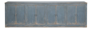 Sarreid Eight Is Enough Sideboard - Stylish Blue/Grey Finish With 4 Removable Shelves In Reclaimed Pine Blue  53886