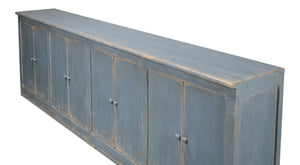Sarreid Eight Is Enough Sideboard - Stylish Blue/Grey Finish With 4 Removable Shelves In Reclaimed Pine Blue  53886