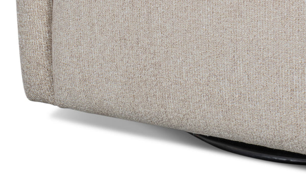 Sarreid Bronson Swivel Chair - Stylish Beechwood Frame With Luxurious Fabric & Leather For Ultimate Comfort Beige  53888