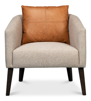 Sarreid Bronson Tub Chair - Stylish Beech Wood Frame With Luxurious Fabric And Leather Upholstery Design Beige  53889