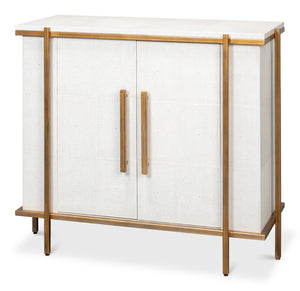 Sarreid Blakely Door Chest In Osprey White – Stylish Iron And Leather Storage Solution For Modern Homes White  53891