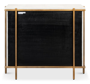 Sarreid Blakely Door Chest In Osprey White – Stylish Iron And Leather Storage Solution For Modern Homes White  53891