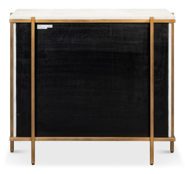 Sarreid Blakely Door Chest In Osprey White – Stylish Iron And Leather Storage Solution For Modern Homes White  53891