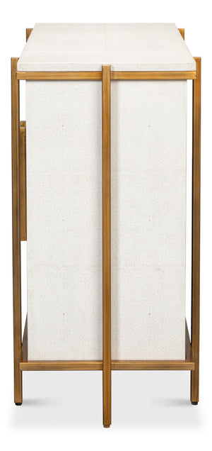 Sarreid Blakely Door Chest In Osprey White – Stylish Iron And Leather Storage Solution For Modern Homes White  53891