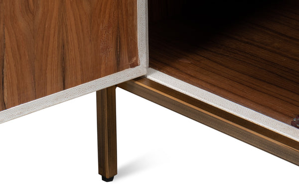 Sarreid Blakely Door Chest In Osprey White – Stylish Iron And Leather Storage Solution For Modern Homes White  53891