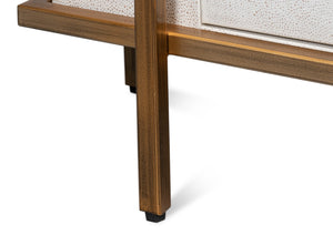 Sarreid Blakely Door Chest In Osprey White – Stylish Iron And Leather Storage Solution For Modern Homes White  53891