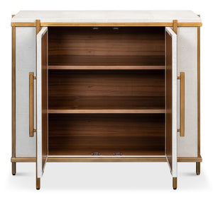 Sarreid Blakely Door Chest In Osprey White – Stylish Iron And Leather Storage Solution For Modern Homes White  53891