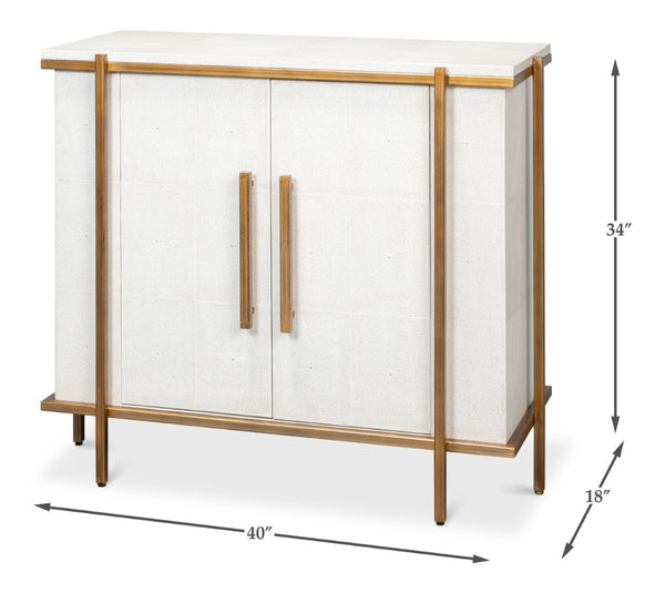 Sarreid Blakely Door Chest In Osprey White – Stylish Iron And Leather Storage Solution For Modern Homes White  53891