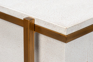 Sarreid Blakely Night Stand In Osprey White - Sleek Iron & Leather Design For Chic Bedroom Elegance White  53892