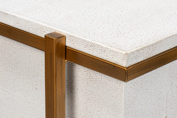 Sarreid Blakely Night Stand In Osprey White - Sleek Iron & Leather Design For Chic Bedroom Elegance White  53892