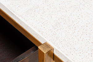 Sarreid Blakely Night Stand In Osprey White - Sleek Iron & Leather Design For Chic Bedroom Elegance White  53892