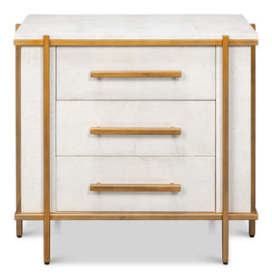 Sarreid Blakely Night Stand In Osprey White - Sleek Iron & Leather Design For Chic Bedroom Elegance White  53892