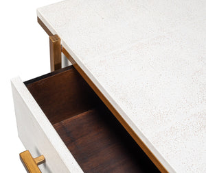 Sarreid Blakely Night Stand In Osprey White - Sleek Iron & Leather Design For Chic Bedroom Elegance White  53892