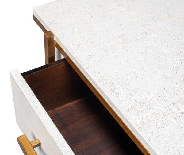 Sarreid Blakely Night Stand In Osprey White - Sleek Iron & Leather Design For Chic Bedroom Elegance White  53892