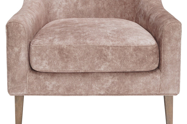 English Elm Hi Back Accent Chair Carmel - Light Brown Upholstered Comfort with Dacron Wrap, 1.8 Density Foam, Durable Sides and Sinous Springs Support B2699P238667