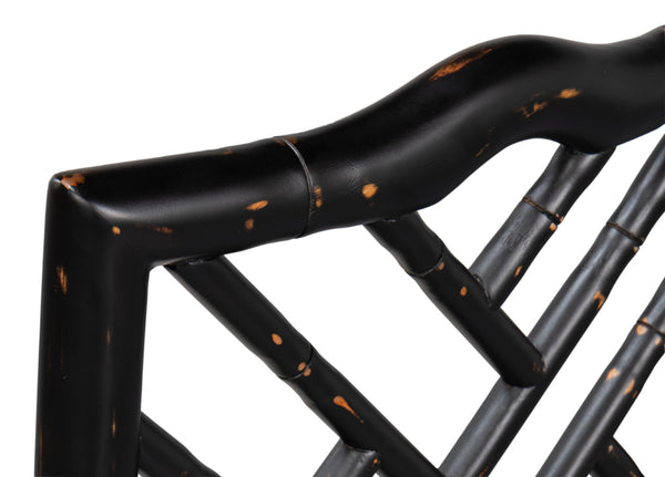 Sarreid Brighton Counter Stool In Antique Black - Stylish Linen Fabric & Durable Ash Wood Construction Black  53893