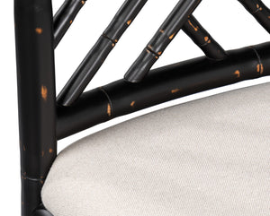 Sarreid Brighton Counter Stool In Antique Black - Stylish Linen Fabric & Durable Ash Wood Construction Black  53893