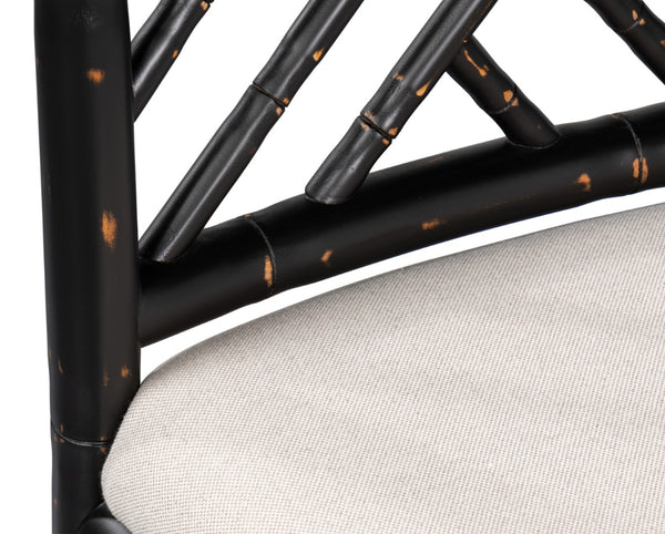 Sarreid Brighton Counter Stool In Antique Black - Stylish Linen Fabric & Durable Ash Wood Construction Black  53893