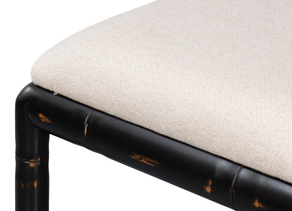 Sarreid Brighton Counter Stool In Antique Black - Stylish Linen Fabric & Durable Ash Wood Construction Black  53893