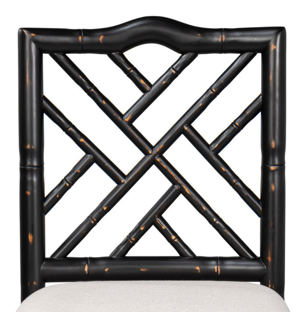 Sarreid Brighton Counter Stool In Antique Black - Stylish Linen Fabric & Durable Ash Wood Construction Black  53893