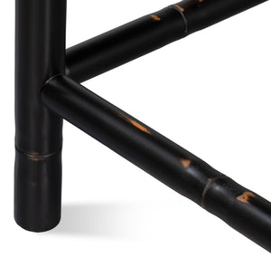 Sarreid Brighton Counter Stool In Antique Black - Stylish Linen Fabric & Durable Ash Wood Construction Black  53893