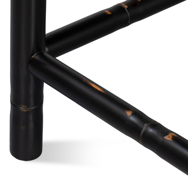 Sarreid Brighton Counter Stool In Antique Black - Stylish Linen Fabric & Durable Ash Wood Construction Black  53893