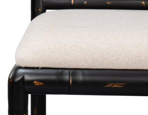 Sarreid Brighton Counter Stool In Antique Black - Stylish Linen Fabric & Durable Ash Wood Construction Black  53893