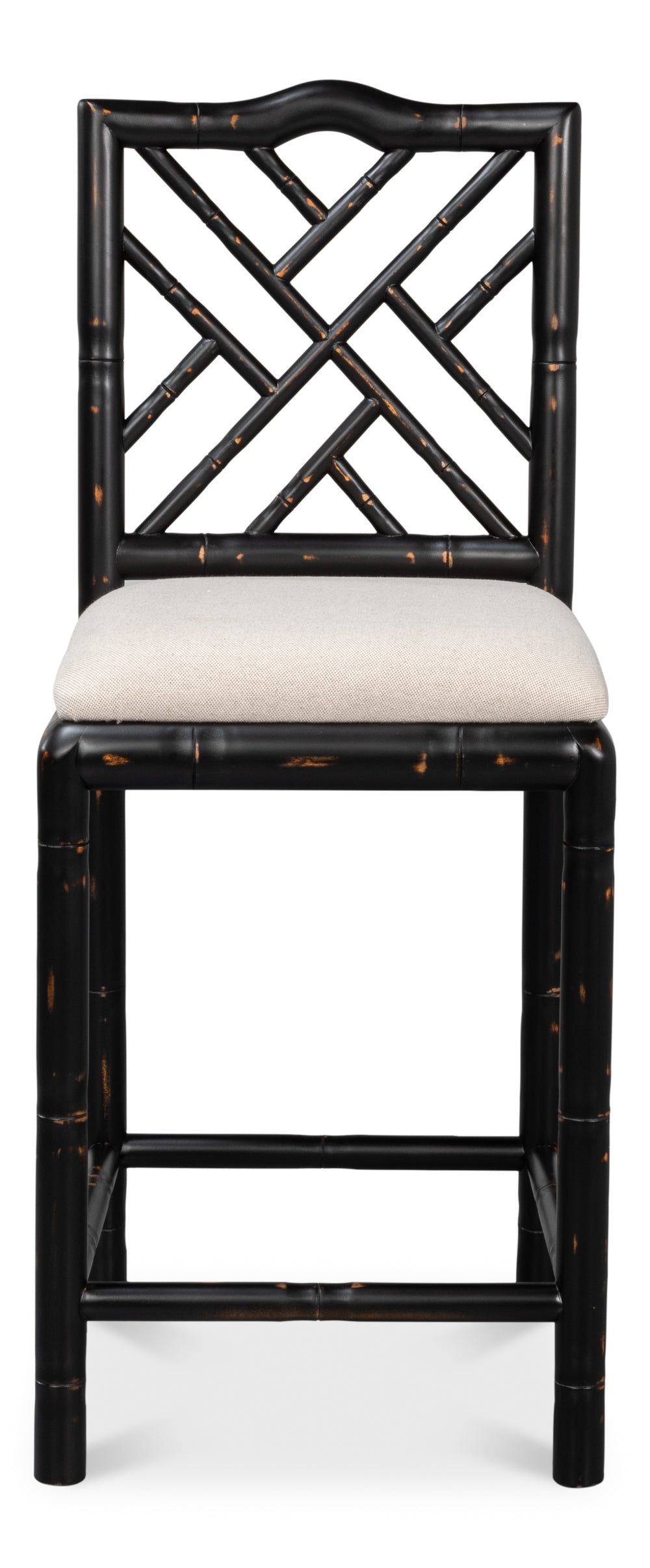 Sarreid Brighton Counter Stool In Antique Black - Stylish Linen Fabric & Durable Ash Wood Construction Black  53893