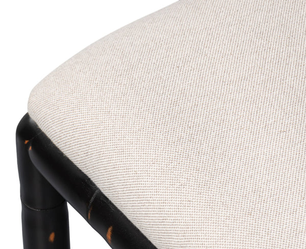 Sarreid Brighton Counter Stool In Antique Black - Stylish Linen Fabric & Durable Ash Wood Construction Black  53893