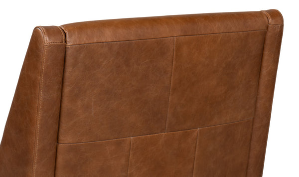 Sarreid Brandy Accent Chair - Luxurious Chocolate Brown Distilled Leather With Elegant Wood Accents Brown  53894