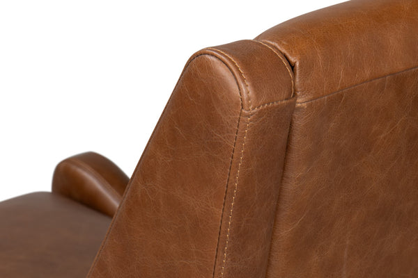 Sarreid Brandy Accent Chair - Luxurious Chocolate Brown Distilled Leather With Elegant Wood Accents Brown  53894