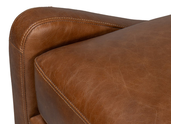 Sarreid Brandy Accent Chair - Luxurious Chocolate Brown Distilled Leather With Elegant Wood Accents Brown  53894