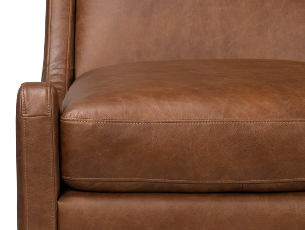 Sarreid Brandy Accent Chair - Luxurious Chocolate Brown Distilled Leather With Elegant Wood Accents Brown  53894