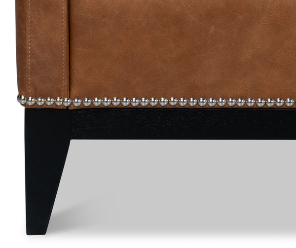 Sarreid Brandy Accent Chair - Luxurious Chocolate Brown Distilled Leather With Elegant Wood Accents Brown  53894