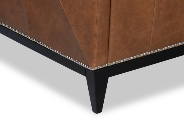 Sarreid Brandy Accent Chair - Luxurious Chocolate Brown Distilled Leather With Elegant Wood Accents Brown  53894