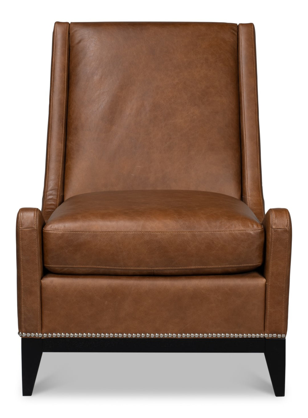 Sarreid Brandy Accent Chair - Luxurious Chocolate Brown Distilled Leather With Elegant Wood Accents Brown  53894