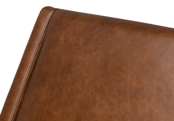 Sarreid Brandy Accent Chair - Luxurious Chocolate Brown Distilled Leather With Elegant Wood Accents Brown  53894