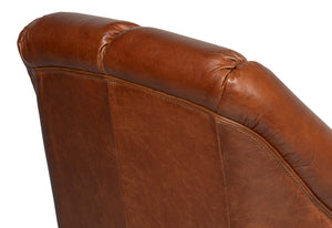 Sarreid Scoth Swivel Chair In Luxurious Havana Brown Distilled Leather For Ultimate Comfort And Style Brown  53895